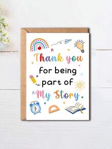 1pc "Thank You For Being Part Of My Story" Thank You Card With Envelope - Rainbow Design, Ideal For Teacher, Professor & Mentor, Perfect Gift From Student & Parent, Blank Inner Page - A - View 2