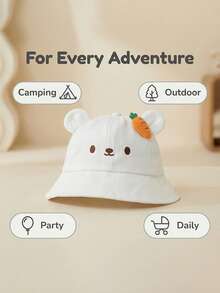 1pc Kids Summer Bucket Hat, Bear Pattern Bucket Hat, 48cm For 1-3Y Boys Girls, Cute & Versatile - Multicolor - View 7