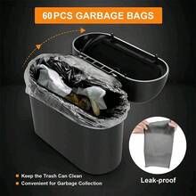 1 pieza Papelera mini negra para coche con tapa, de material ABS a prueba de fugas, con 30 bolsas de basura desechables, diseño colgante para la puerta del coche, universal para vehículo, oficina, dormitorio y uso doméstico, organizador compacto y ahorra espacio, accesorio esencial de almacenamiento interior para automóvil - A - Ver 3