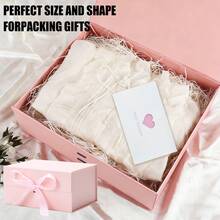 Caja de regalo de 9.5" X 7.1" X 4.3" con tapa, cinta y cierre magnético, adecuada para el Día de la Madre, dama de honor, cumpleaños, embalaje de regalo premium - rosa - Ver 9