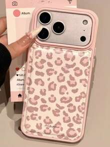 Pink Leopard Print Phone Case Suitable For IPhone 16 Pro Max, 17/15 Pro, 14/13 Creative Personalized Full Coverage Shock-Proof Protective Phone Case - Pink - View 1