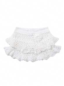 Sexy Beach Vacation Style Hollow Out Knit Tie-Up Bikini Set - White - View 3