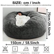 1pc Portable Foldable Multifunctional Minimalist Velvet Art Slouchy Beanbag Sofa Chair (Only Cover, No Filling), Living Room, Multi-Color, Washable, Adult Tatami Mat Sofa Cover - 灰色 - 查看 2