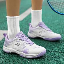 1 Pair Unisex Solid Color Professional Badminton Shoes, Lightweight And Durable, Suitable For Indoor And Outdoor Sports, With Shock Absorption And Anti-Slip Function, Also Applicable For Table Tennis - Mauve Purple - View 3