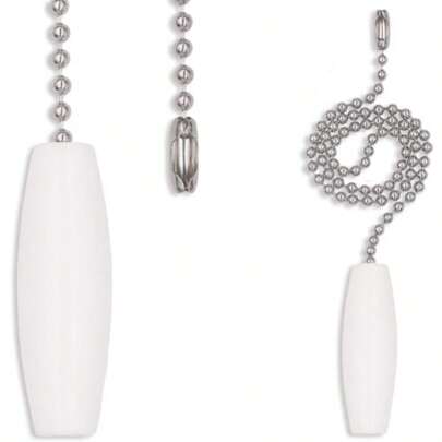 2 Pack 12-Inch Ceiling Fan Pull Chain 3mm Beaded Ball Chains White Wooden Decorative Pendant Extension Chains For Ceiling Light Lamp Fan Chain