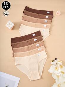 10pcs Women's Cotton Striped Seamless Underwear, Breathable Soft & Comfortable Daily Panties - Multicolor - View 2