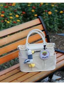 Bolso de pañales de lona con correa para cochecito, bolso multifuncional para mamá/papá, bolso de viaje, guarda los artículos esenciales para bebé, regalo del Día de la Madre - Beis - Ver 3