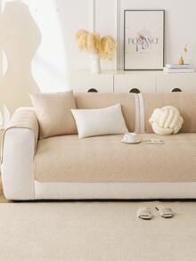 1pc Waterproof Sofa Cover, Breathable And Soft, Machine Washable, Pet-Friendly, Durable For All Seasons, Suitable For 1/2/3/4 Seater Sofa Armrest Backrest - 杏色 - 查看 6