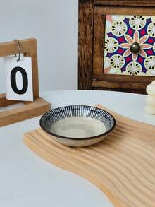 Cabin Kangaroo 1pc/2pcs/4pcs Blue & White Striped Ceramic Small Plate, Household Sauce Dish, Dessert Plate, Photography Prop - Multicolor - View 12