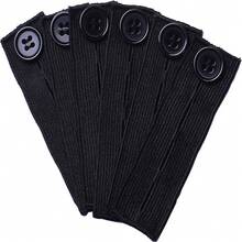 6/10pcs Adjustable Elastic Waist Extender, Unisex Waist Extender Buckle For Pants, Trousers, Dresses, Jeans (Black) - 10-pack Black - View 1