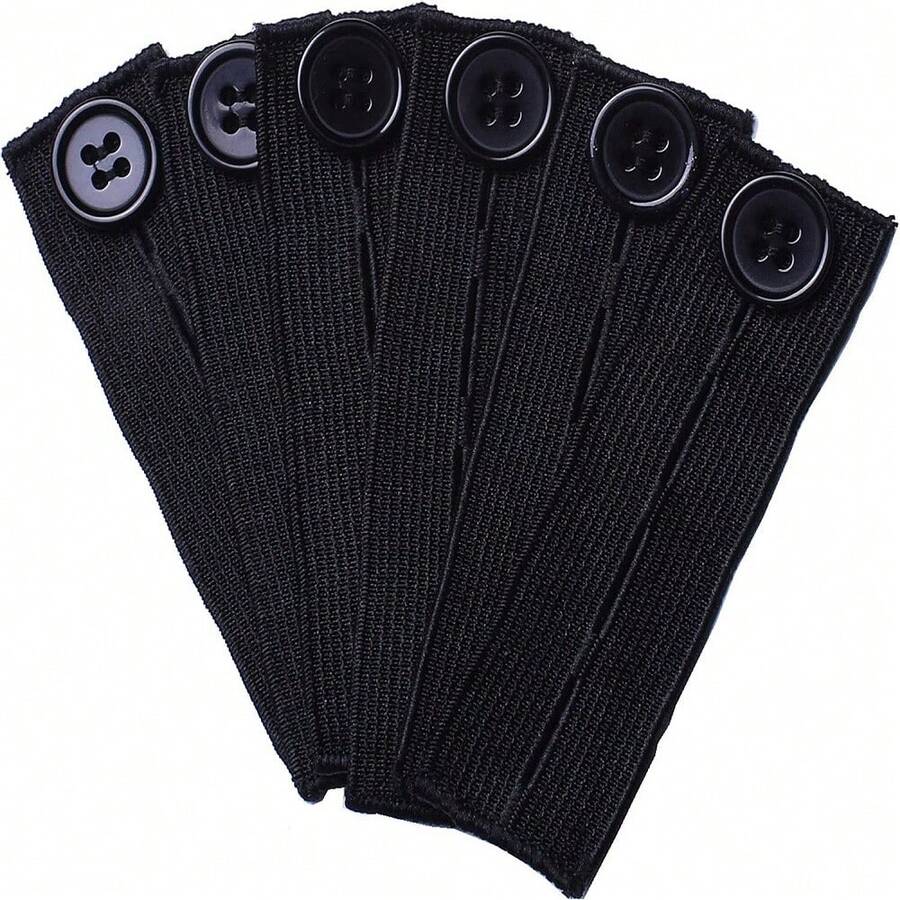 6/10pcs Adjustable Elastic Waist Extender, Unisex Waist Extender Buckle For Pants, Trousers, Dresses, Jeans (Black) - 10-pack Black - View 1