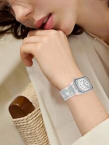 闪亮弹力表带，兼容 38mm 40mm 41mm 42mm 44mm 45mm 46mm 49mm，适合女孩、青少年和儿童。尼龙亮面单圈表带，闪光腕带，兼容 Series 11 10 9 8 7 6 5 4 3 2 1 SE Ultra。 - 1PC - 查看 10