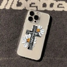 1pc Stylish Transparent Daisy Cross Shockproof Full Coverage TPU Protective Phone Case Compatible With IPhone 13 14 15 Pro Max 16 16 Pro 16 Pro Max 16 Plus 17 17 Pro 17 Pro Max 17 Air, 11 12 Pro Max X XR XS Max 7 8 Plus 13 Mini 12 Mini 7 Plus 11 Pro Max 14 Pro 14 Plus, 15 Plus, And Personalized - Multicolor - View 5