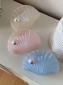 New Spring/Summer Pearlescent Shell Hair Claw Clip, Shark Shaped Hair Clamp For Updo Hairstyles - Multicolor - View 2