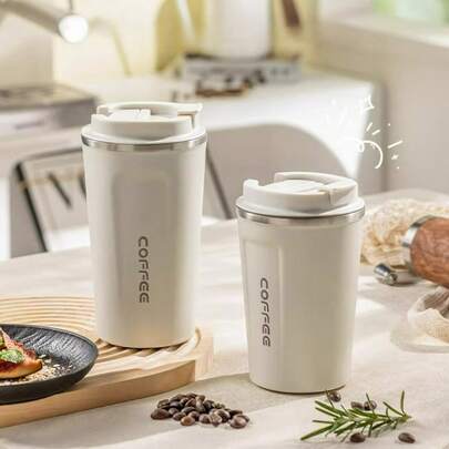 1pc Large Capacity 304 Stainless Steel Coffee Mug, Leak-Proof Insulated Coffee Cup With Lid, Portable Water Bottle Drinkware, 510ML Double-Layer Drinking Cup Travel Tumber, Suitable For Student & Adult, Use In Home, School, Office, Sports, Picnic, Camping, And Car