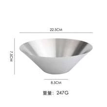 1个优雅不锈钢麦片/沙拉/酸奶碗，简约设计 - 銀色 - 查看 7