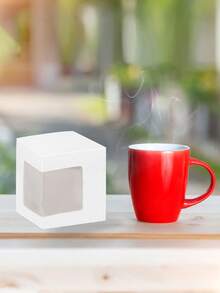 10pcs/1pcSmall White Packaging, 12OZ 15OZ Transparent Cups Wrapping With Clear View Window, Cupcake Christmas Ornament Box For Wedding - White - View 3