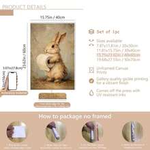 1pc Vintage Rabbit & Toilet Paper Easter Pattern Bathroom Wall Decor - Funny Farmhouse Style Decoration - Printable Rabbit Wall Art, Suitable For Home, Room, Bedroom, Living Room, Bathroom Decor, Wall Art With Frame - A - View 19