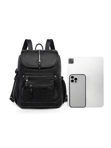 Women's Functional Backpack Suitable For Daily Commute And Travel - Black - View 7