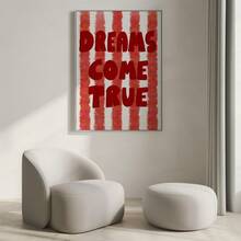 "1 tấm tranh treo tường chủ đề 'Giấc mơ thành hiện thực', poster phong cách retro đỏ trắng, thiết kế chữ, họa tiết thời trang, trích dẫn nổi tiếng" - A - Xem 5