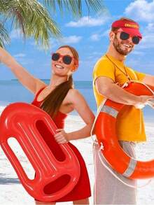 Bộ trang phục cứu hộ gồm 1 món: phao hơi, còi, kính bảo hộ và mũ điều chỉnh được; trang phục hóa trang cứu hộ dành cho người lớn, phù hợp cho cả nam và nữ, tuyệt vời cho hồ bơi, lễ hội Halloween, tiệc hóa trang, bãi biển và nhiều dịp khác. - Đỏ - Xem 4