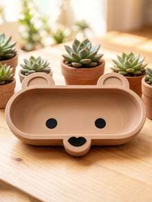 1pc Cute Bear Shaped 3D Printed Storage Tray, Multifunctional Desktop Organizer Box For Glasses, Jewelry, Keys, Cosmetics And Other Small Items, Practical And Decorative, Rounded Corners Design, Warm And Delicate Texture, Adds A Cozy And Healing Atmosphere To Bedroom, Bathroom, Office Desk, Adorable Animal Silhouette With Simple Wooden Style, Suitable For Various Home Decor - Multicolor - View 8