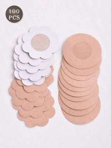 100pcs Disposable Nipple Covers, Seamless Breathable Self-Adhesivelnvisible Bra, Women's Lingerie & Underwear Accessories,Low Cut Evening Dresses, Bras, Underwear Accessories, Nipple Covers To Prevent Exposure, Wedding Photography Supplies, Wedding Clothi - Apricot - View 3