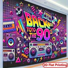 2D Flat - 2D Flat - 2D Flat, 1pc Retro Photography Backdrop, Inspired By 90s, Featuring Bright Neon Colors And Design, Including Cassette Tape, Audio Player - 3 - View 6