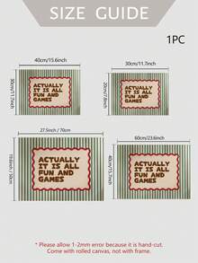 1pc Unframed Physical Poster - Actually It Is All Fun And Games Wavy Frame Art Print | Green Red Brown Striped Line Typography Wall Art| Positive Print - Letter a - View 3