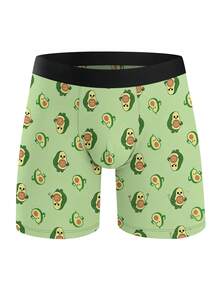 1 chiếc quần boxer nam in hình quả bơ, thiết kế họa tiết trái cây hoạt hình, quần lót cạp trung cá nhân hóa, mặc hàng ngày thoải mái. - màu xanh lá - Xem 6