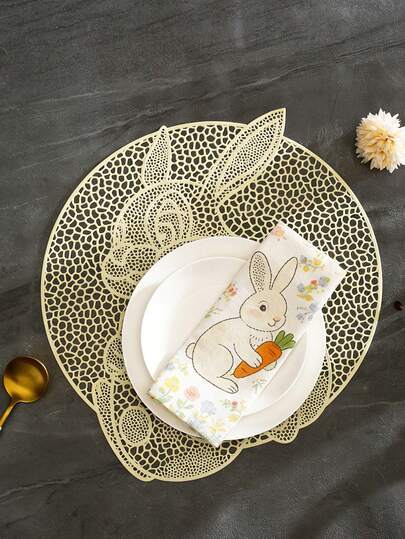 1-12 piezas Individuales de conejo hueco de PVC, adecuado para decoración de habitación de Pascua, decoración de mesa de comedor, decoración del hogar