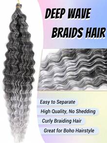 Tóc giả mềm mại dài 22 inch kiểu sóng biển, tóc nối móc xoắn sóng sâu, màu hồng gradient xám, tóc bện xoăn dài kiểu sóng nước cho nữ, tóc giả móc sợi tổng hợp, 1 gói và 2 gói. - Nhiều màu - Xem 8
