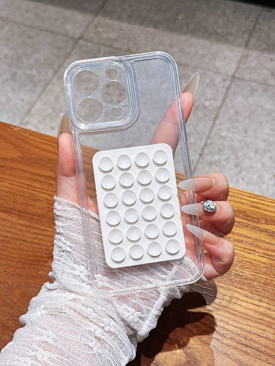 Bộ 2 ốp lưng trong suốt chống sốc + đế hút chân không màu trắng dạng gel tự lắp ráp, phù hợp với 17 Pro Max/17 Pro/17/16 Pro Max/16 Pro/16/15 Pro Max/15 Pro/15/14 Pro Max/14 Pro/14/13 Pro/13/12/11, ốp bảo vệ XR, vỏ mềm bao phủ toàn diện, có thể dùng làm quà sinh nhật, quà cho gia đình, bạn bè, quà ngày lễ, quà cho bạn gái, bạn trai hoặc sử dụng cho bản thân. - trắng - Xem 1