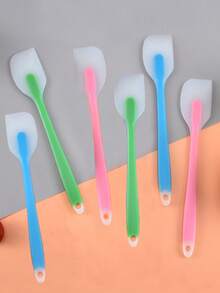 1-Piece Silicone Spatula, 3 Colors: Blue, Green, Pink, Jam Spreader, Heat-Resistant Cream Scraper, Mixing And Baking Tool, Kitchen Utensil, Apartment Essential, Food Contact , Made Of Silicone - View 6