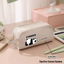 熊猫可爱大容量铅笔盒，便携式文具包，旅行洗漱包，笔筒，马克笔收纳盒，化妆包，桌面收纳包，可水洗文具礼盒，返校必备 - 多色 - 查看 15