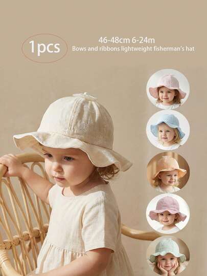 1pc Minimalist Toddler Bucket Hat, Summer Girls Sun Hat, 6 Months - 2 Years Baby Outdoor Sun Protection Hat, Cute & Versatile For Daily Wear
