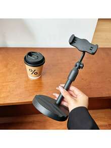 1pc Desktop Phone/Tablet Stand, Dual Card Slot Round Disc, Multifunctional Live Streaming Holder, Adjustable Telescopic 360° Rotatable Tilt Tripod Mount For Livestream Broadcast - Multicolor - View 2