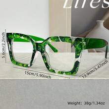 New Classic Bohemian Large-Frame Square Fashion Non-Prescription Glasses For Women And Men, High-Quality Multi-Color Block  Versatile Street Style Glasses For Women, Suitable For Daily Wear And As Decorative Eyewear - 5顏色 - 查看 7