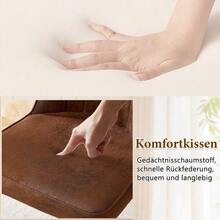 Modern Minimalist Round Table Set (With 2 Brown Technical Fabric Armchairs And Black Metal Legs), 100 Cm Diameter Round Table With Black Wood Look, Suitable For The Living Room. - Khaki - View 6