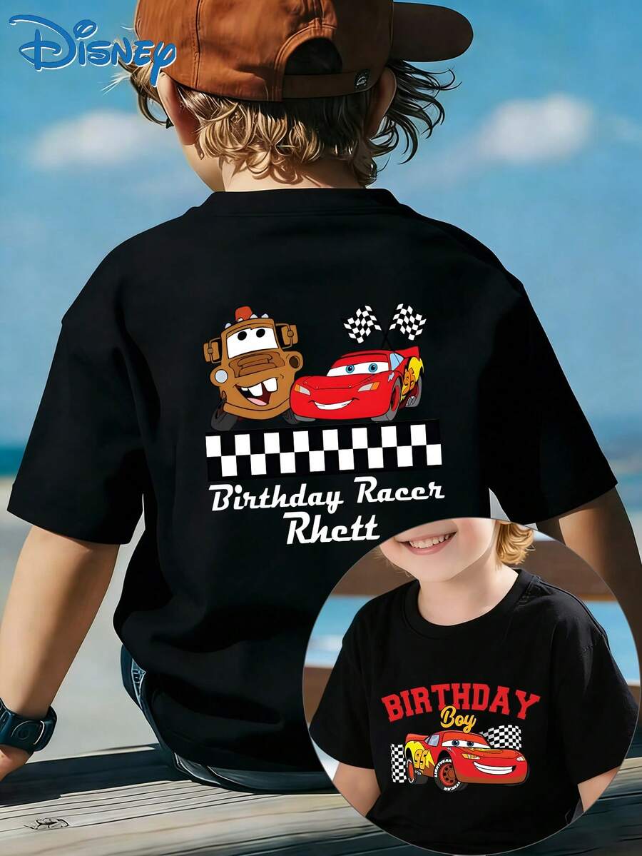 [Disney Licensing]A Short-Sleeved T-Shirt Suitable For Boys. The Front Features The Design Of Lightning McQueen From "Cars". It Is Perfect For Use As A Gift For Any Occasion. - Black - View 1