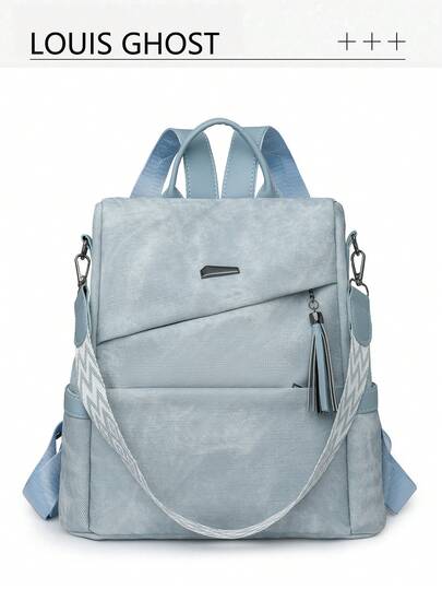 High-Quality Leather Women's Backpack, Classic Female Student Bookbag, Travel Rucksack, Large Capacity