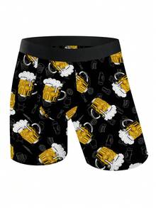 1 chiếc quần boxer nam in hình cốc bia và hoa bia, thiết kế phù hợp cho các bữa tiệc ở quán bar, tụ họp bạn bè, mặc hàng ngày, có các size từ M đến XXXL. - màu đen - Xem 4
