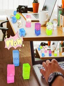 2/5/8/10/15/20个装冰块形状减压玩具，柔软方形挤压魔方指尖玩具，缓解焦虑，成人派对礼品 - 彩色 - 查看 2