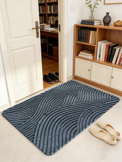 1件装加厚材质可裁剪门垫，家用入口地毯，户外地毯，耐用刮泥垫，适用于家庭和商业用途，现代几何图案，棕灰色调，适合简约入口和侘寂风格空间。