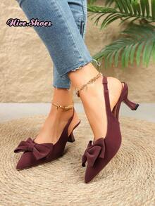 Giày sandal nữ mũi nhọn kiểu dáng mới, gót cao, quai ngang, kín mũi, thời trang, thiết kế gợi cảm, thanh lịch, phù hợp cho những dịp đặc biệt, thoải mái khi mang, thích hợp cho các bữa tiệc hoặc sự kiện. - Màu Đỏ Sâu - Xem 5