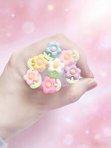 1/3/5/7支装郁金香花朵绿叶管状睫毛膏眉刷，带管睫毛刷，独立包装，旅行化妆刷 - 粉色 - 查看 2