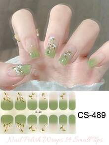 Waterproof Self-Adhesive Nail Art Stickers Set, Fresh Designs Suitable For Autumn/Winter Nail DIY - Mint Green - View 8