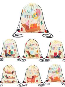 6个腊肠犬生日背包，趣味腊肠犬幼犬礼品袋，腊肠犬主题组合袋，生日派对礼品，包装袋，产品包装，生日装饰，婴儿派对装饰，性别揭晓派对装饰，一周岁生日派对用品，生日装饰，宠物爱好者的最佳礼物背包 - 臘腸狗-生日 - 查看 3