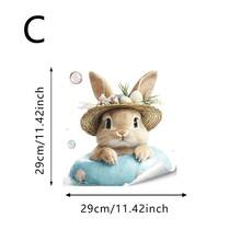1/4pcs Summer Rabbit Static Cling Window Stickers, Beach Surfing Pond Rabbit Removable Glass Decor Stickers For Living Room, Office, Kitchen, DIY Art Mural, Holiday Supplies - Seaside Rabbit - View 15