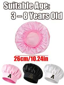 1pc 26 Letter Black Alphabet Gold Trim Satin Sleep Cap, Sweet Princess Style Hair Care Cap, Silk-Like Smooth Haircare, Suitable For Spring & Summer (Above 25°C) - Multicolor - View 6